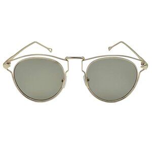 7036 | Silver Mirror Round Lens Sunglasses (Gold Frame)